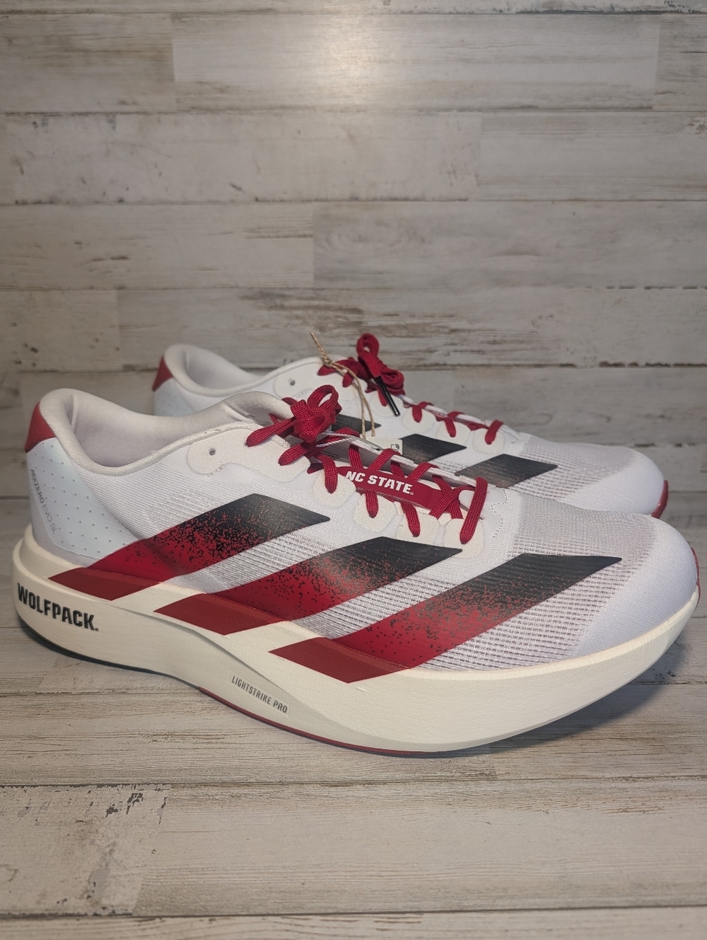 Adidas Adizero EVO SL NC State Wolfpack White Red Running JQ4571 Mens Size 13